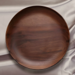 圆木碟厂家-黑胡桃木盘天然木服务托盘餐具