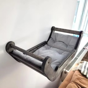 壁挂猫床厂家-豪华壁挂木猫床3步架