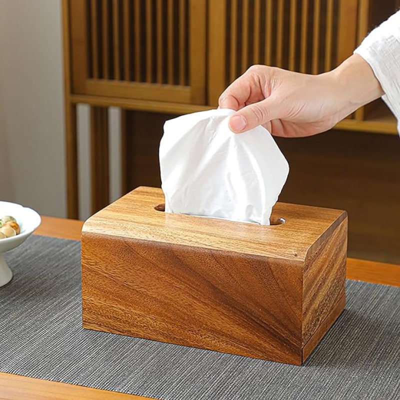 Paper Towel Box Cover Supplier - Premium Walnut Box Cover with Slip-out Bottom Modern Trim