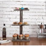 Serving Tray Manufacturer - JUNJI 11.8 Inches Rustic Wood Tray 2-Tier Cake Stand