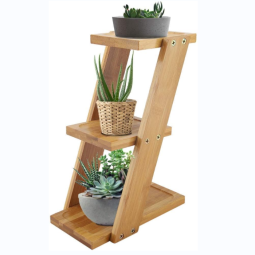 花架厂家-JUNJI手工木装饰卧室展示架3层