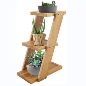 花架厂家-JUNJI手工木装饰卧室展示架3层