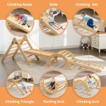 木攀爬套装厂家-6合1蒙特梭利攀爬套装三角坡道拱滑梯