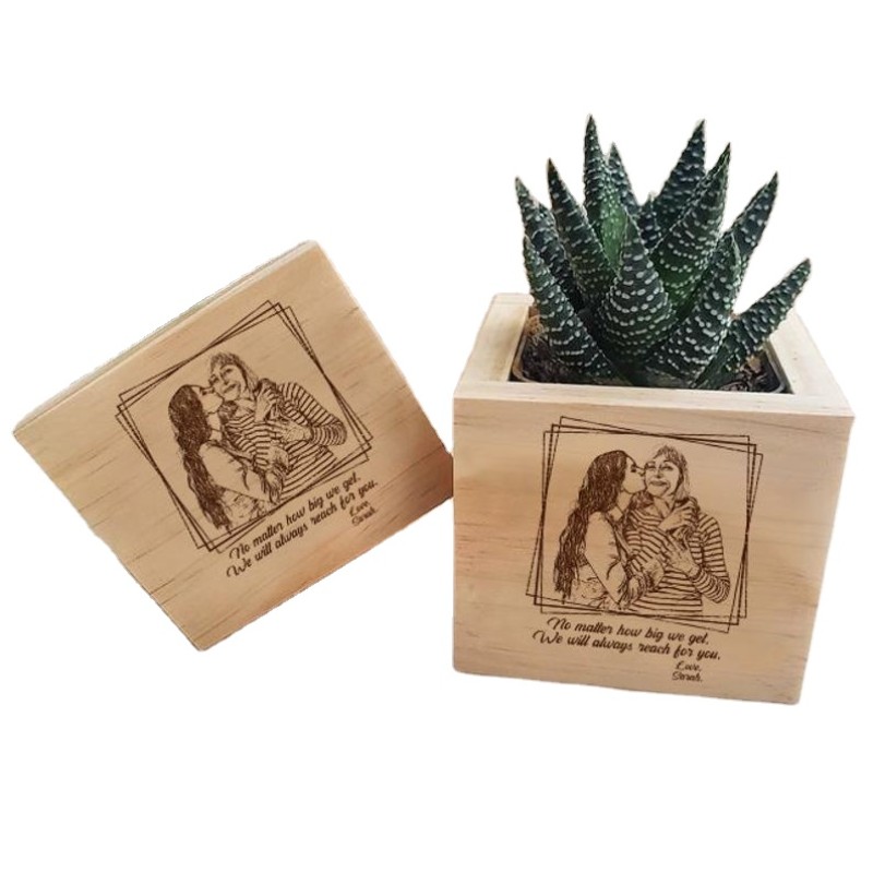 雕刻种植箱厂家-JUNJI个性化照片种植箱妈妈礼品