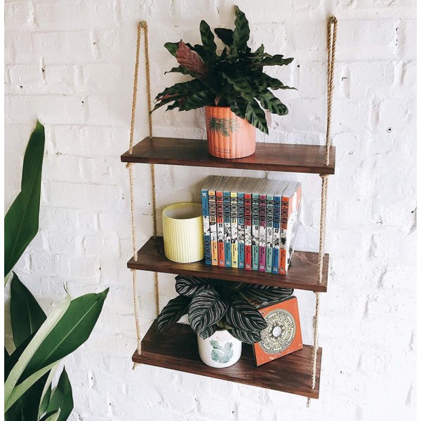 Hanging Planter Shelf Supplier - Floating Swing Storage Shelves Jute Rope Organizer Rack