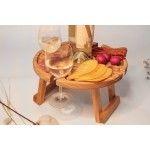 野餐桌厂家-JUNJI便携折叠户外桌带支架木架