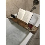 Handmade Bathtub Tray Supplier - JUNJI Customizable Wood Bathtub Caddy with Book Holder