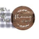 Wooden Round Tray Manufacturer - JUNJI Rustic Wooden Round Serving Ottoman Tray Personalized