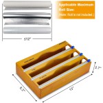 Ziplock Organizer Supplier - JUNJI Bamboo Kitchen Foil Plastic Wrap Dispenser with Cutter