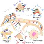 彩虹攀爬套装厂家-彩虹木三角攀爬架可折叠室内坡道