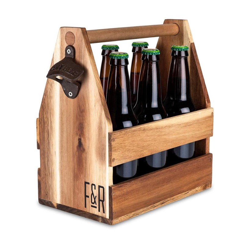 Beer Carrier Supplier - Farmhouse Home Decor Wood Beer 6 Pack Carrier Caddy Holder