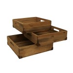 木箱厂家-JUNJI Rustic装饰3件套嵌套存储箱手柄