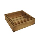 木箱厂家-JUNJI Rustic装饰3件套嵌套存储箱手柄