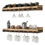 Wall Mounted Rack Factory - JUNJI Tiered Wall Mounted Wine Glass Rack Set of 2