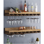 Wall Mounted Rack Factory - JUNJI Tiered Wall Mounted Wine Glass Rack Set of 2