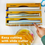 Ziplock Organizer Supplier - JUNJI Bamboo Kitchen Foil Plastic Wrap Dispenser with Cutter
