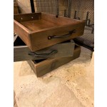 Wooden Trays Supplier - JUNJI Rustic Wood Serving Ottoman Tray with Handles