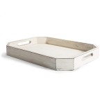 Serving Tray Factory - JUNJI Rustic Whitewashed Wood Tray with Cut Out Handles Farmhouse