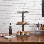 Serving Tray Manufacturer - JUNJI 11.8 Inches Rustic Wood Tray 2-Tier Cake Stand