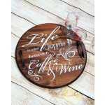 Wooden Round Tray Manufacturer - JUNJI Rustic Wooden Round Serving Ottoman Tray Personalized