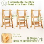 Foldable Step Stool Supplier - 3-Level Wood Toddler Tower with Safety Rails Montessori