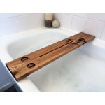 Wooden Bath Caddy Factory - JUNJI Reclaimed Solid Wood Bath Shelf Wine Tablet Holder