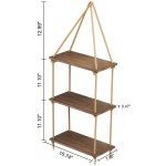 Floating Wall Shelves Factory - JUNJI 3-Tier Farmhouse Rustic Wood Swing Rope Hook Installation