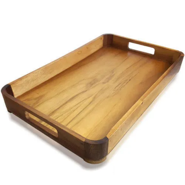 Food Serving Tray Supplier - JUNJI Wood Fancy Stylish Serving Tray Customized Finished
