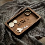 Wood Tray Manufacturer - JUNJI Rectangle Engraved Tray Key Dish Desktop Storage Organizer