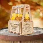 Beer Caddy Supplier - Wooden Beer Caddy Farm House Wine Bottle Caddy with Handle