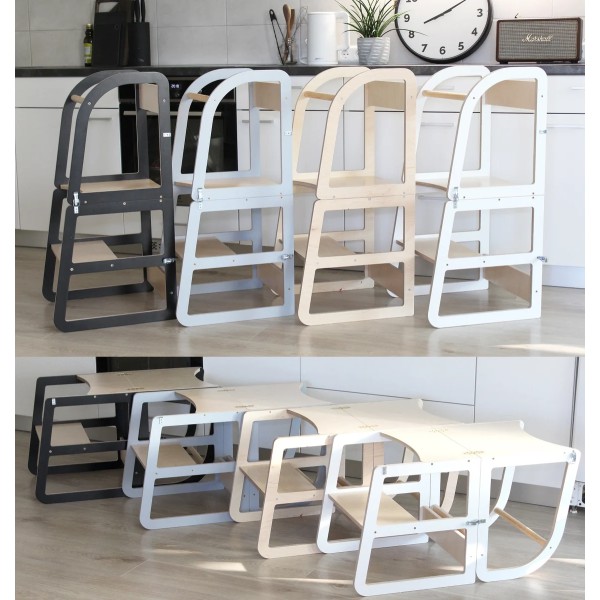 可变厨房塔厂家-3合1厨房助手塔可折叠蒙特梭利