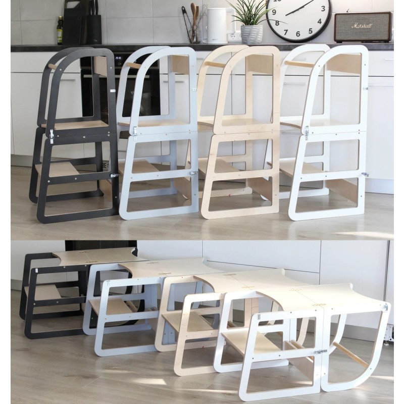 可变厨房塔厂家-3合1厨房助手塔可折叠蒙特梭利