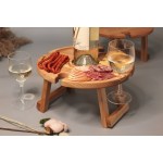 野餐桌厂家-JUNJI便携折叠户外桌带支架木架