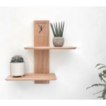 双层架厂家-优雅实心橡木双层墙架带钟家居装饰