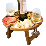Folding Table Manufacturer - JUNJI Portable Folding Wine Picnic Table Outdoor Wood Platter