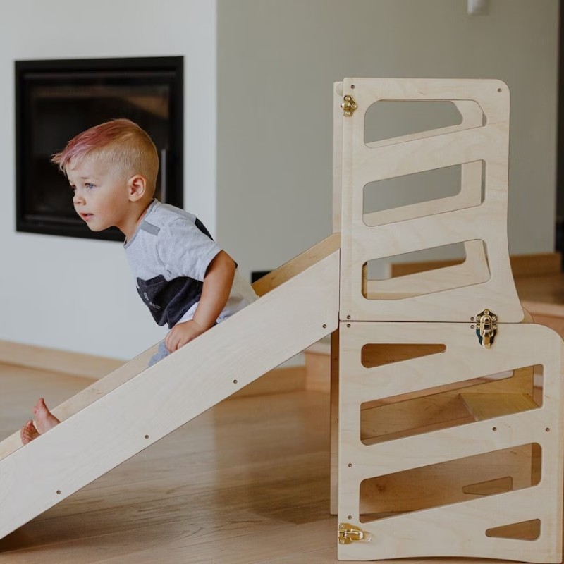 蒙特梭利家具厂家-厨房助手可折叠儿童塔3合1学习凳