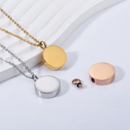 宠物骨灰瓮项链生产商-可开启圆形不锈钢