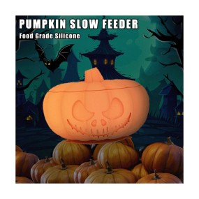 宠物喂食碗厂家-万圣节南瓜硅胶缓食