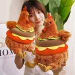 鸡毛绒玩具厂家-OEM/ODM汉堡鸡玩偶模糊蓬松填充公鸡