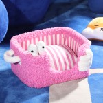 宠物床厂家-可爱条纹存储篮形猫窝环保毛绒床