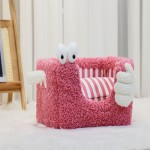 宠物床厂家-可爱条纹存储篮形猫窝环保毛绒床