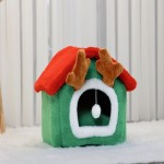 宠物床屋厂家-圣诞可拆可洗封闭猫狗小床屋