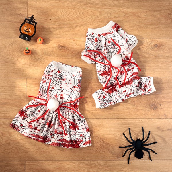 万圣节宠物服装厂家-冬季蜘蛛角色扮演裙血配件派对
