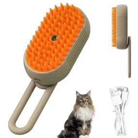 宠物蒸汽刷厂家-新款自清洁蒸汽猫刷狗用去除缠结毛发