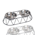 宠物碗供应商-黑色不锈钢抬高