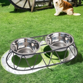 Pet Bowls Supplier - Black Stainless Steel Elevated
