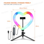Selfie Ring Light Supplier - Dimmable 10inch RGB Heart Ring Light with Tripod for Beauty Makeup