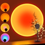 氛围灯厂家-360度可调16色日落灯带遥控RGB投影