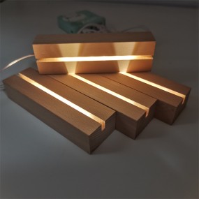 LED展示底座厂家-木制矩形灯座可调光彩色支架亚克力水晶
