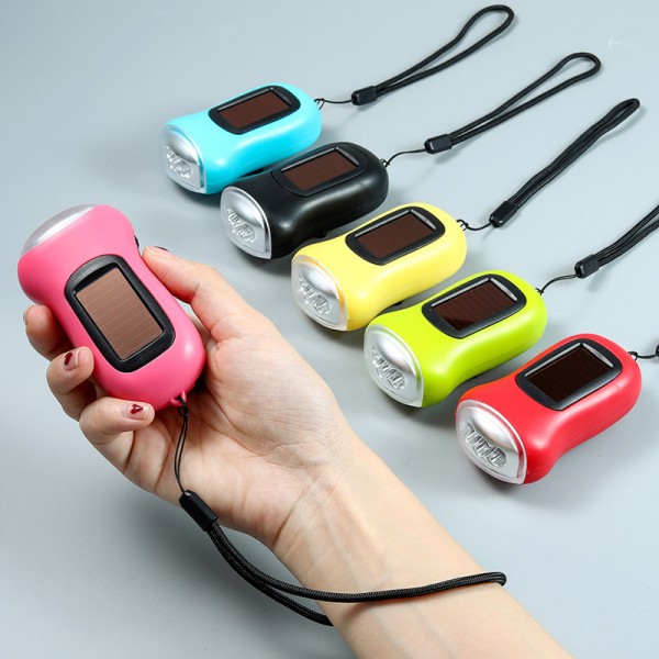 Solar Flashlight Manufacturer - Mini Hand Crank Solar Powered LED Flashlight Emergency Charging
